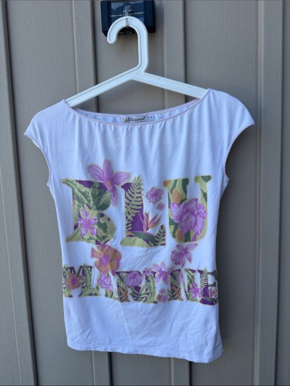 Blumarine Jeans Vintage Floral Print White with Pink & Green Top